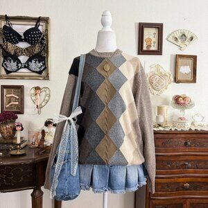 Cozy quirky preppy grunge grandpa sweater